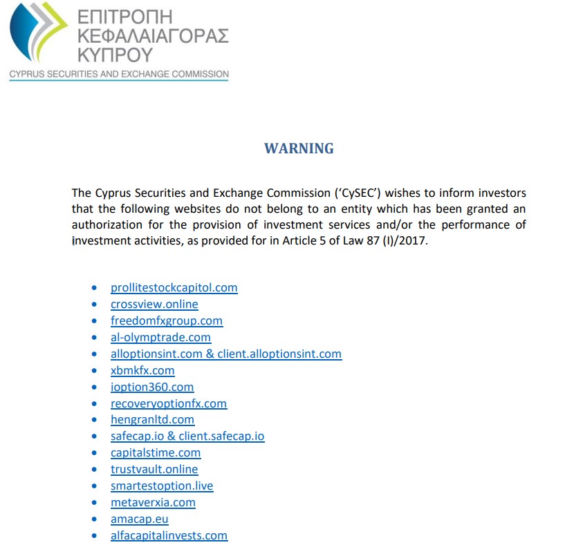 CySEC Flags 16 Unregistered Investment Firms